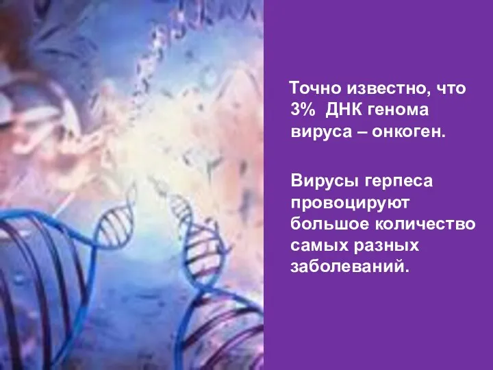 Точно известно, что 3% ДНК генома вируса – онкоген. Вирусы