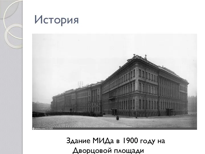 История Здание МИДа в 1900 году на Дворцовой площади