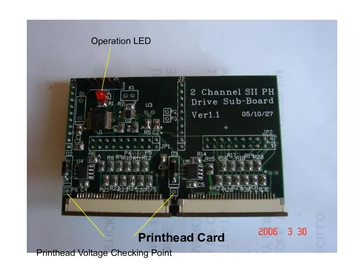 Operation LED Printhead Voltage Checking Point Printhead Card