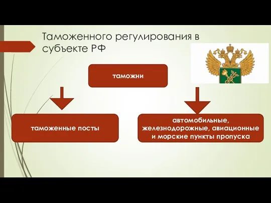 Таможенного регулирования в субъекте РФ таможни таможенные посты автомобильные, железнодорожные, авиационные и морские пункты пропуска