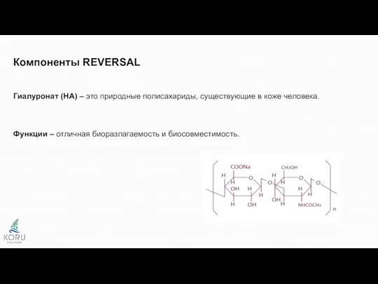 Компоненты REVERSAL Гиалуронат (HA) – это природные полисахариды, существующие в