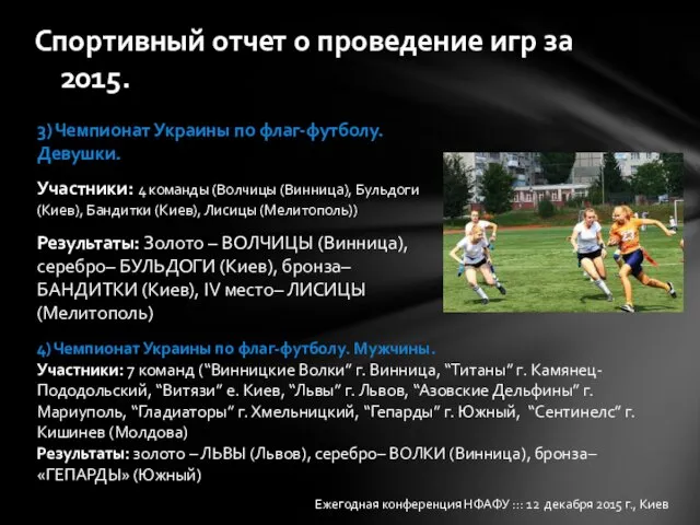 3) Чемпионат Украины по флаг-футболу. Девушки. Участники: 4 команды (Волчицы