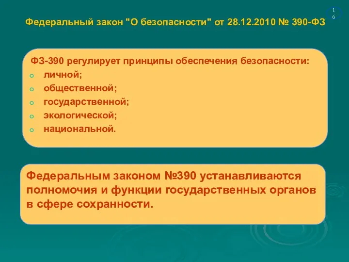 Федеральный закон "О безопасности" от 28.12.2010 № 390-ФЗ ФЗ-390 регулирует