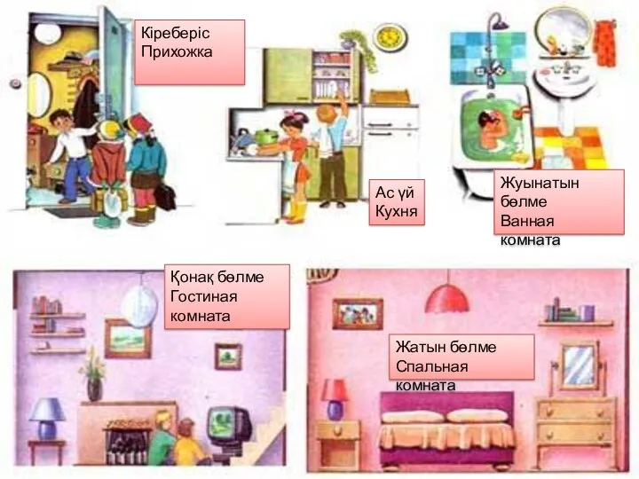 Жатын бөлме Спальная комната Қонақ бөлме Гостиная комната Кіреберіс Прихожка