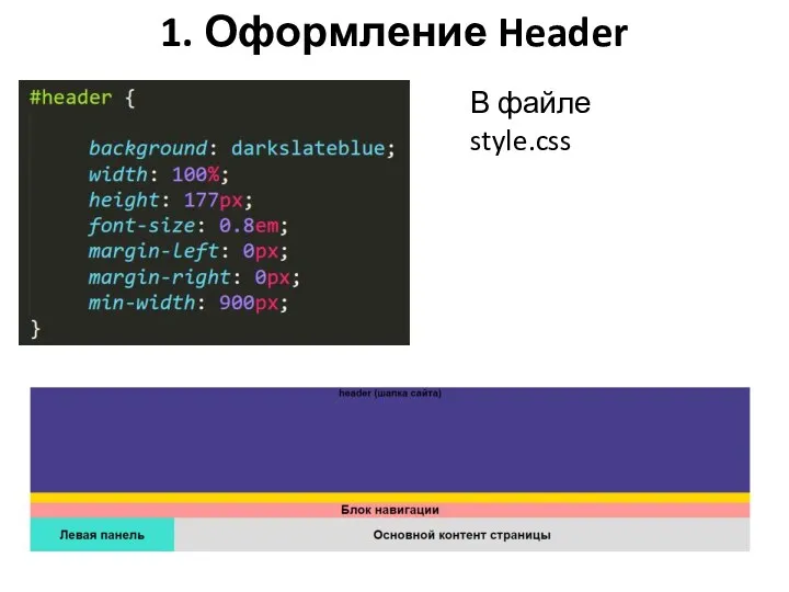 1. Оформление Header В файле style.css