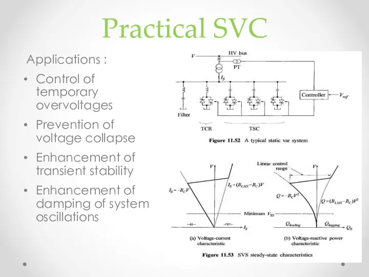 Practical SVC Applications : Control of temporary overvoltages Prevention of