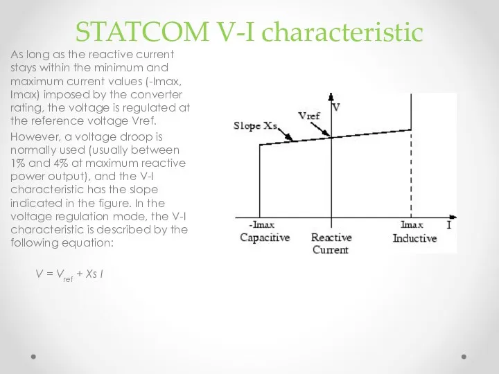 STATCOM V-I characteristic As long as the reactive current stays