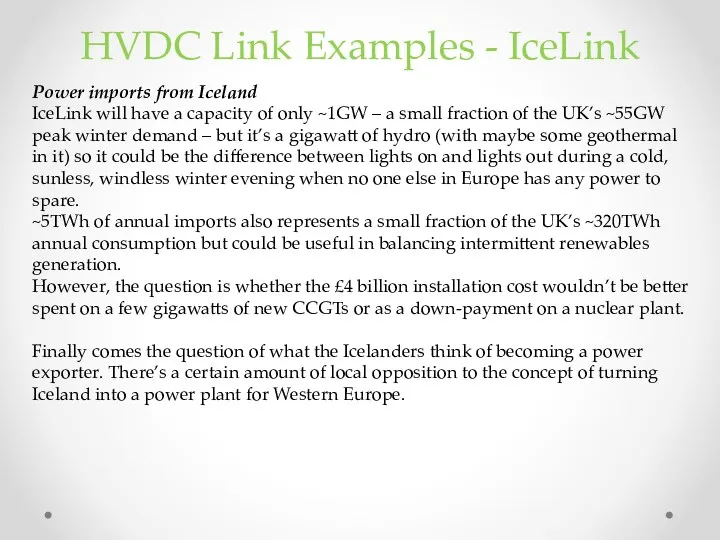 HVDC Link Examples - IceLink Power imports from Iceland IceLink