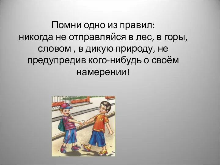 Помни одно из правил: никогда не отправляйся в лес, в