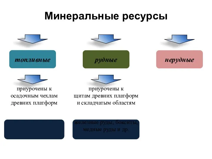 топливные рудные нерудные приурочены к осадочным чехлам древних платформ уголь,