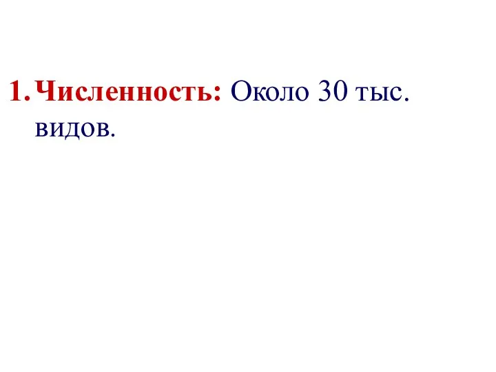 Численность: Около 30 тыс. видов.