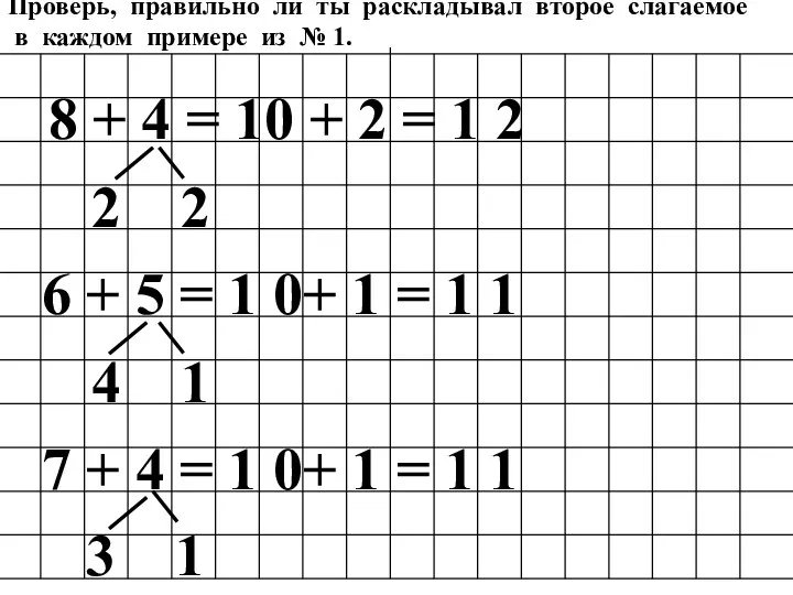 Проверь, правильно ли ты раскладывал второе слагаемое в каждом примере