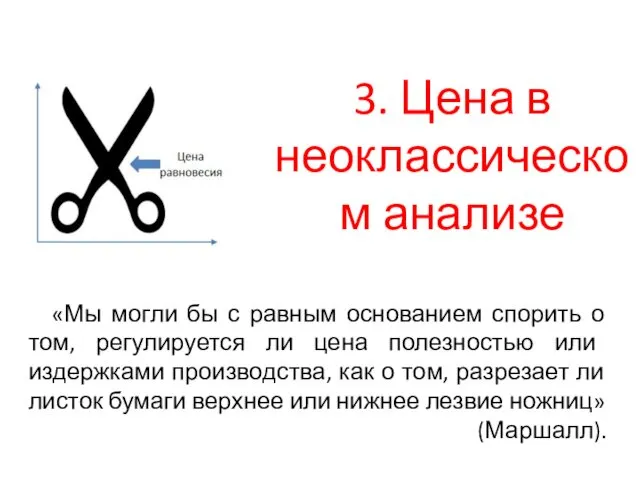 3. Цена в неоклассическом анализе «Мы могли бы с равным