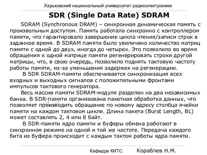 Харьковский национальный университет радиоэлектроники Кафедра КИТС Кораблев Н.М. SDR (Single