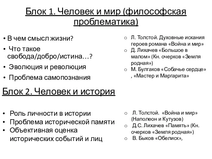 Блок 1. Человек и мир (философская проблематика) В чем смысл