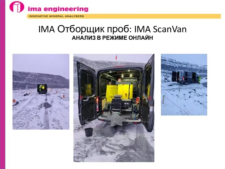 IMA Отборщик проб: IMA ScanVan АНАЛИЗ В РЕЖИМЕ ОНЛАЙН