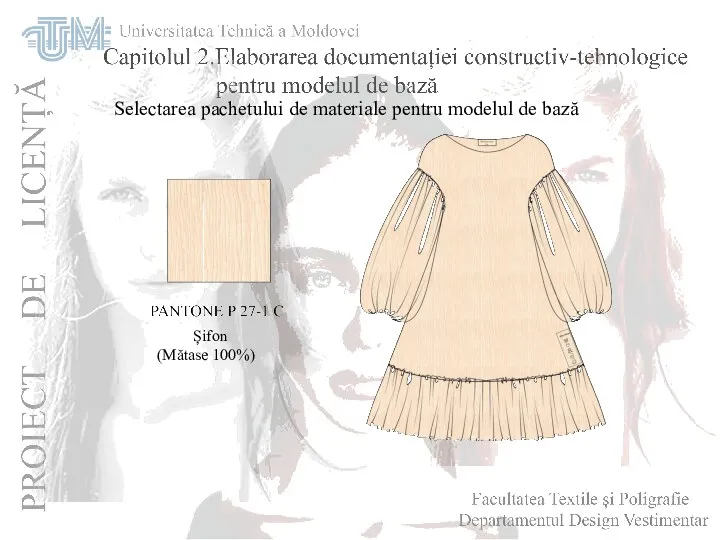 Selectarea pachetului de materiale pentru modelul de bază Șifon (Mătase 100%)