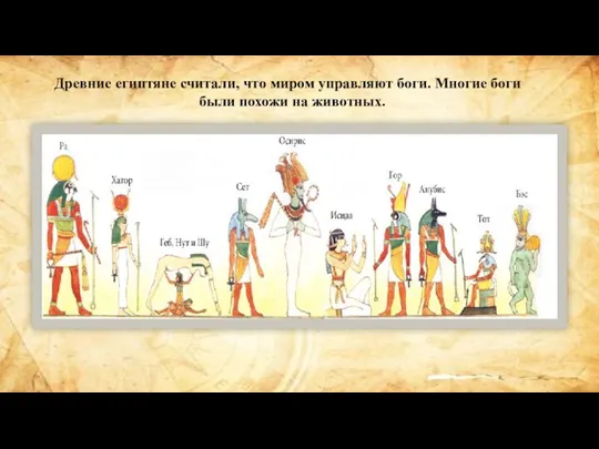 Древние египтяне считали, что миром управляют боги. Многие боги были похожи на животных.