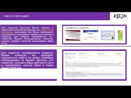 РАБОТА С РЕПУТАЦИЕЙ Для поднятия престижа Вашей клиники и увеличения