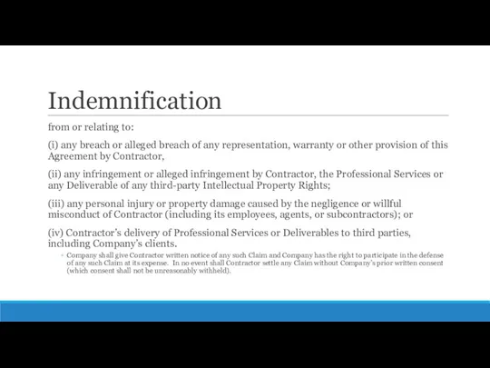 Indemnification from or relating to: (i) any breach or alleged