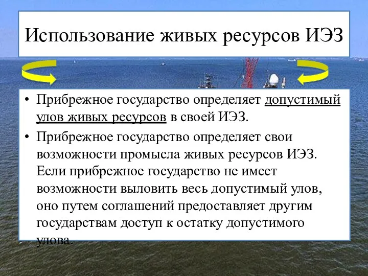 Использование живых ресурсов ИЭЗ Прибрежное государство определяет допустимый улов живых