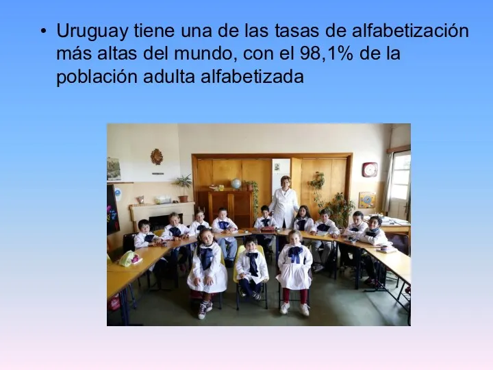 Uruguay tiene una de las tasas de alfabetización más altas del mundo, con