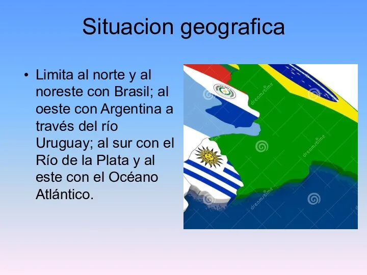 Situacion geografica Limita al norte y al noreste con Brasil; al oeste con
