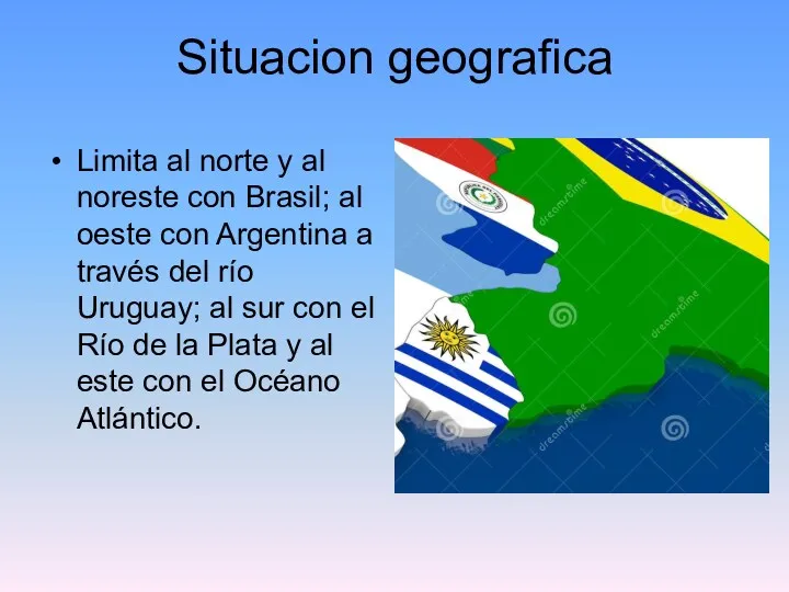 Situacion geografica Limita al norte y al noreste con Brasil;