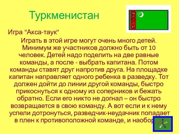 Туркменистан Игра "Акса-таук" Играть в этой игре могут очень много