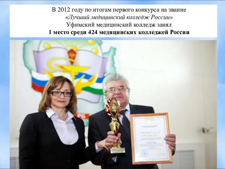 В 2012 году по итогам первого конкурса на звание «Лучший