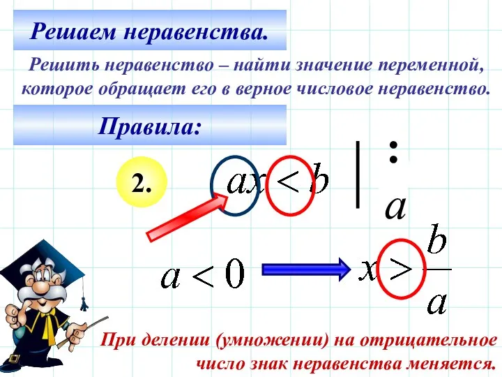 Решаем неравенства. Решить неравенство – найти значение переменной, которое обращает