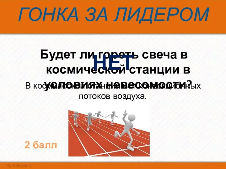 ГОНКА ЗА ЛИДЕРОМ Будет ли гореть свеча в космической станции