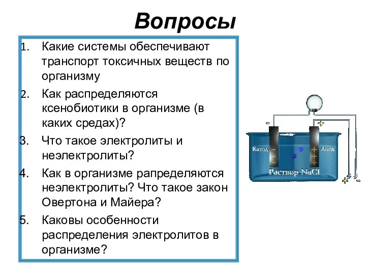 Вопросы Какие системы обеспечивают транспорт токсичных веществ по организму Как распределяются ксенобиотики в