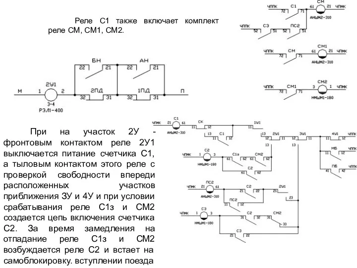 Реле С1 также включает комплект реле CM, СМ1, СМ2. При