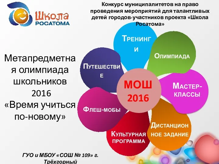 Конкурс муниципалитетов на право проведения мероприятий для талантливых детей городов-участников