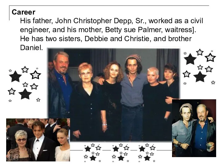 Сareer His father, John Christopher Depp, Sr., worked as a