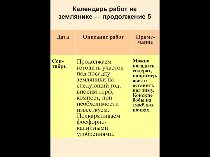 Календарь работ на землянике — продолжение 5