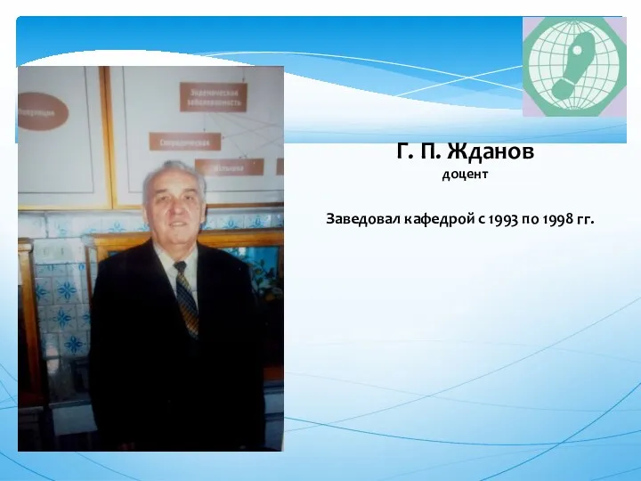 Г. П. Жданов доцент Заведовал кафедрой с 1993 по 1998 гг.
