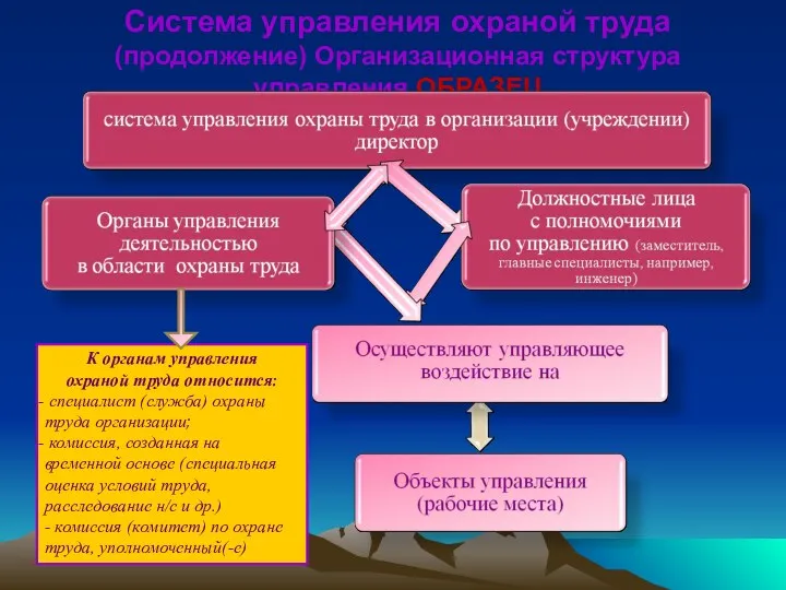 Система управления охраной труда (продолжение) Организационная структура управления ОБРАЗЕЦ К