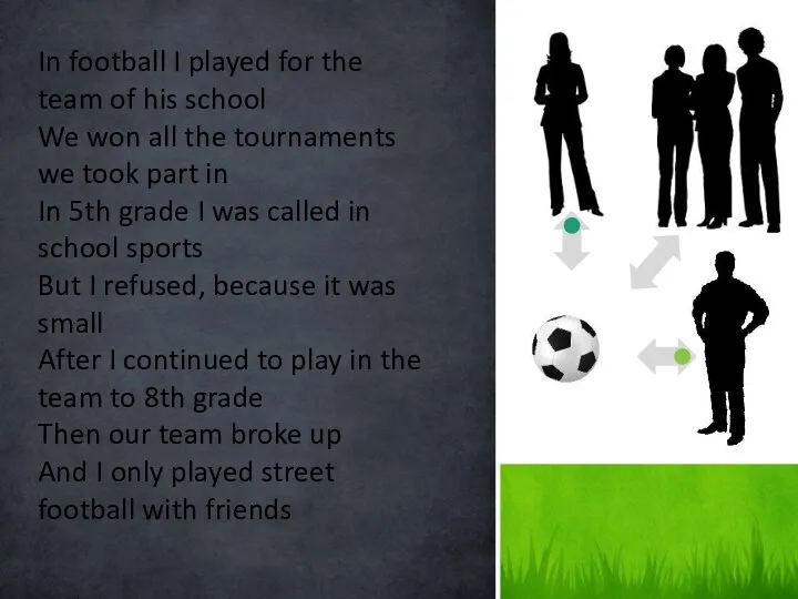 In football I played for the team of his school