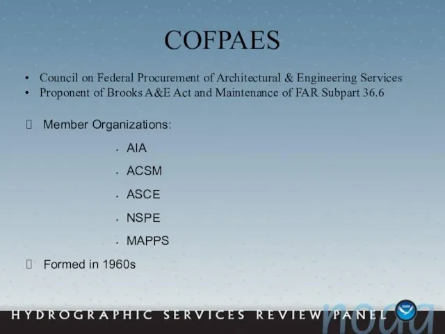 COFPAES Council on Federal Procurement of Architectural & Engineering Services