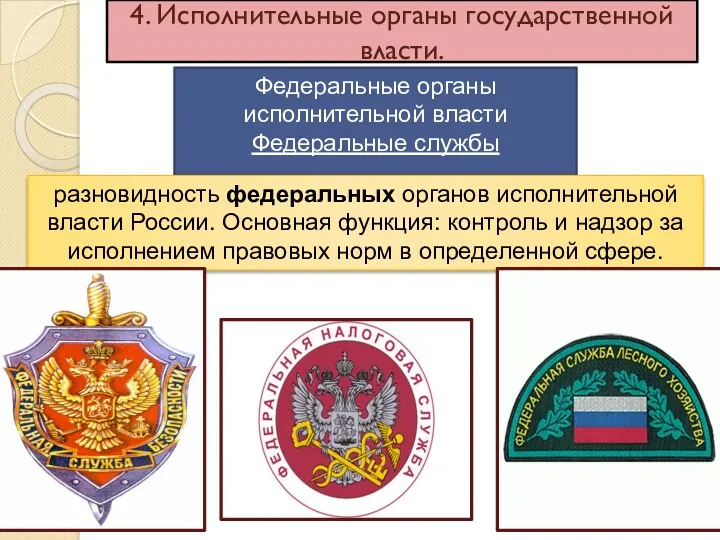 4. Исполнительные органы государственной власти. Федеральные органы исполнительной власти Федеральные