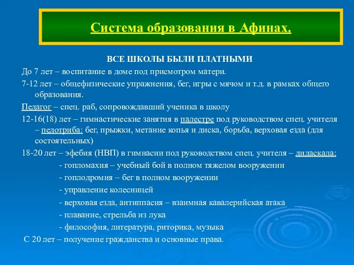 Система образования в Афинах. ВСЕ ШКОЛЫ БЫЛИ ПЛАТНЫМИ До 7