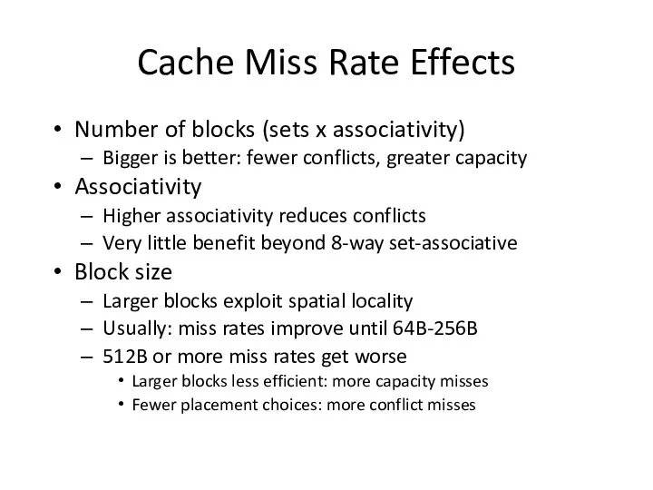 Cache Miss Rate Effects Number of blocks (sets x associativity)