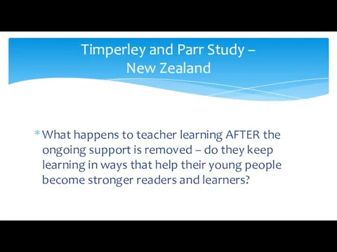 What happens to teacher learning AFTER the ongoing support is