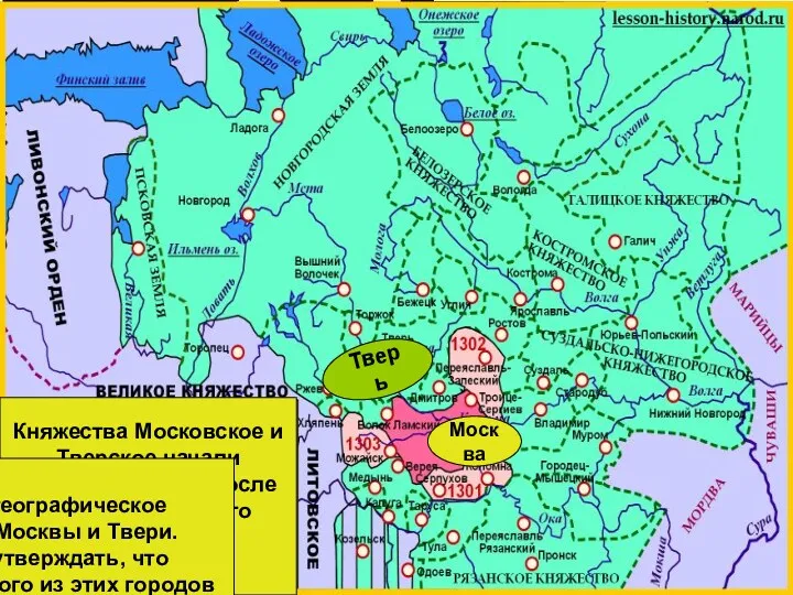 Тверь Москва Княжества Московское и Тверское начали развиваться уже после