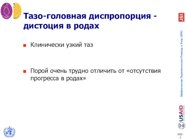 Тазо-головная диспропорция - дистоция в родах Клинически узкий таз Порой