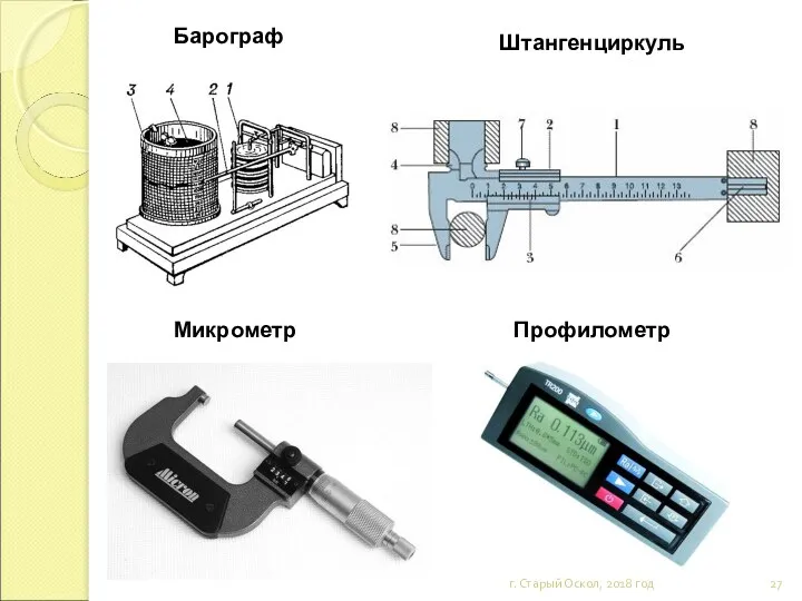 г. Старый Оскол, 2018 год Барограф Штангенциркуль Микрометр Профилометр