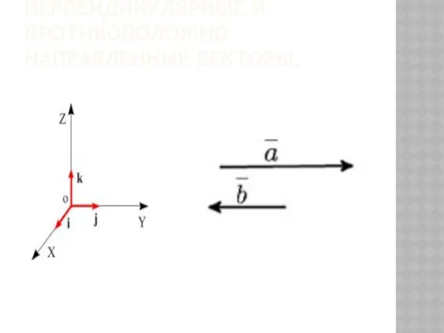 ПЕРПЕНДИКУЛЯРНЫЕ И ПРОТИВОПОЛОЖНО НАПРАВЛЕННЫЕ ВЕКТОРЫ.