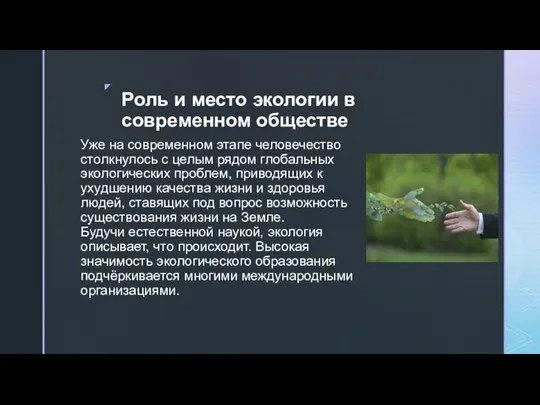 Роль и место экологии в современном обществе Уже на современном